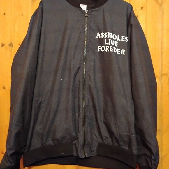 Men's Black XXL Assholes Live Forever Donald Trump Graphic Light Coat - Picture 2 of 5